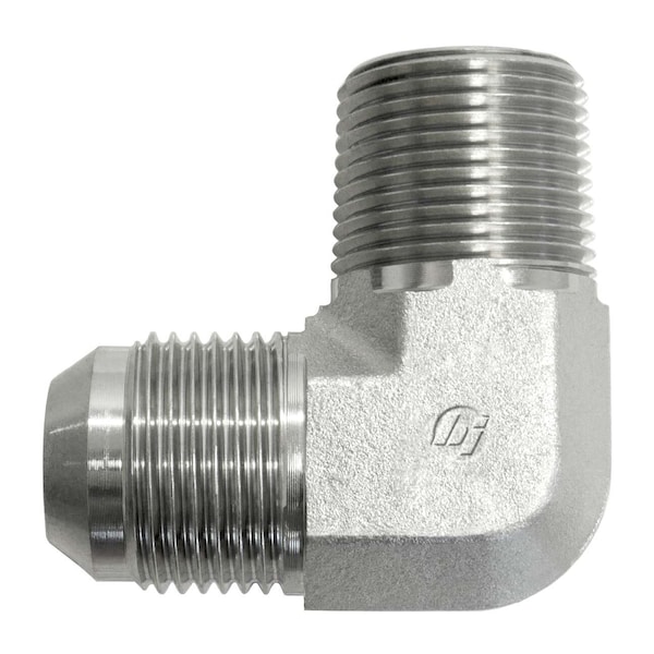 Brennan Industries Hydraulic Adapter 1/4" Male Jic X 1/2" Male Pipe, 90 deg Elbow 2501-04-08-FG - main